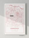 中国郑州市地图装饰画电子版素材