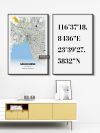 Australia/澳大利亚Melbourne/墨尔本地图装饰画电子版素材