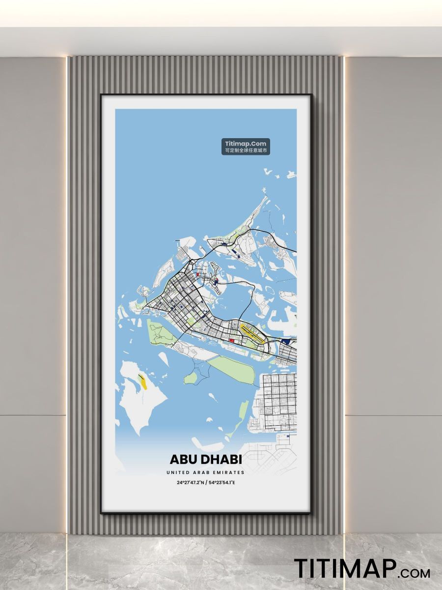 Abu Dhabi/阿布扎比装饰画地图电子版素材