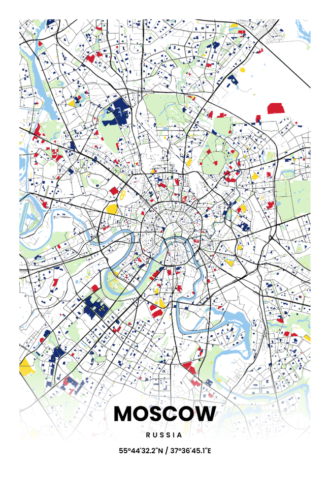 Russia/俄罗斯Moscow/莫斯科地图底图电子版素材