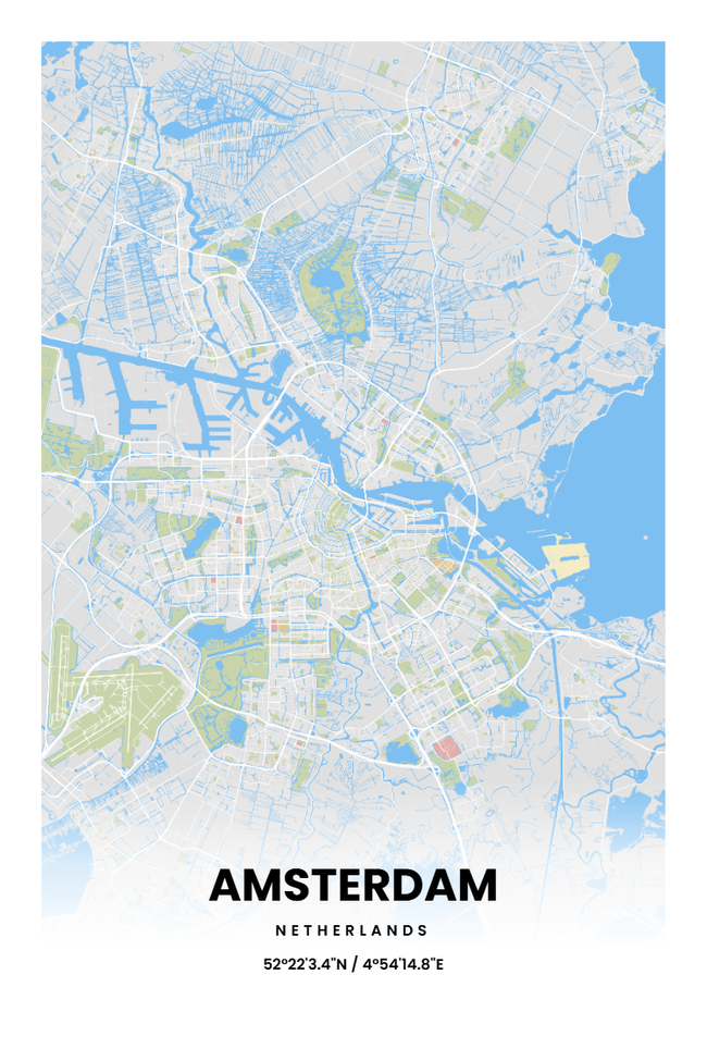 Netherlands/荷兰Amsterdam/阿姆斯特丹地图底图电子版素材