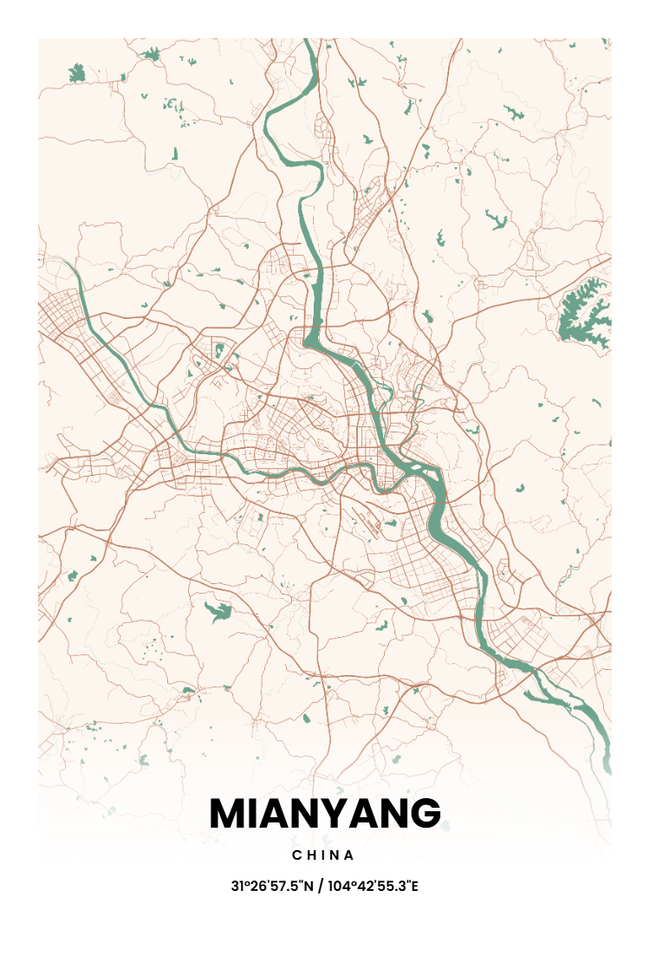 中国绵阳市地图底图电子版素材