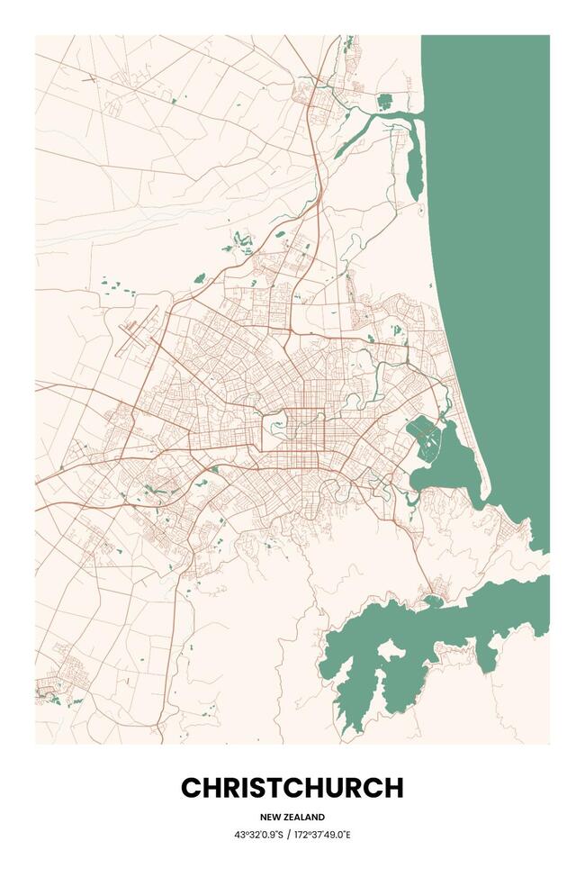 New Zealand/新西兰Christchurch/基督城地图底图电子版素材