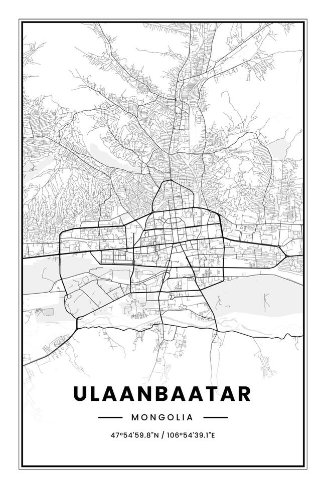 Mongolia/蒙古Ulaanbaatar/乌兰巴托地图底图电子版素材