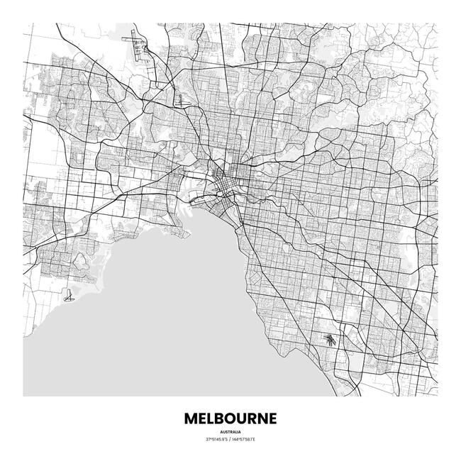 Australia/澳大利亚Melbourne/墨尔本地图底图电子版素材
