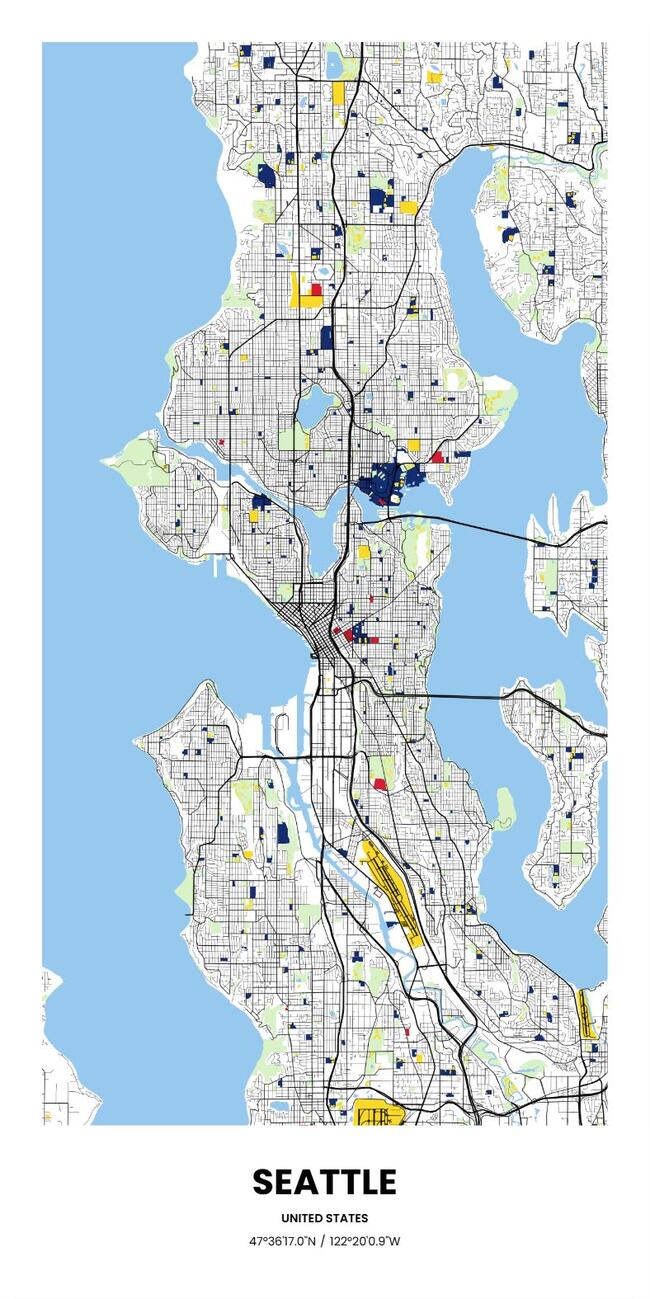 United States/美国Seattle/西雅图地图底图电子版素材