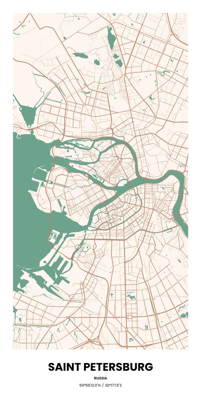 Russia/俄罗斯Saint Petersburg/圣彼得堡地图底图电子版素材