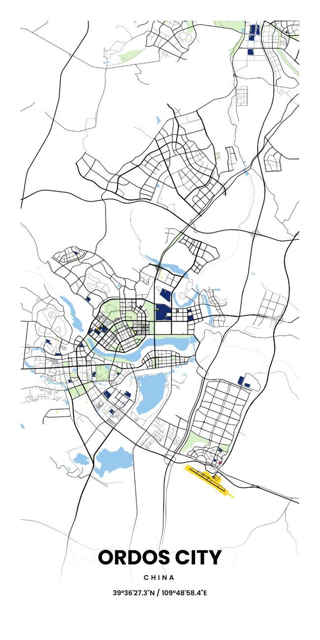 中国鄂尔多斯市地图底图电子版素材