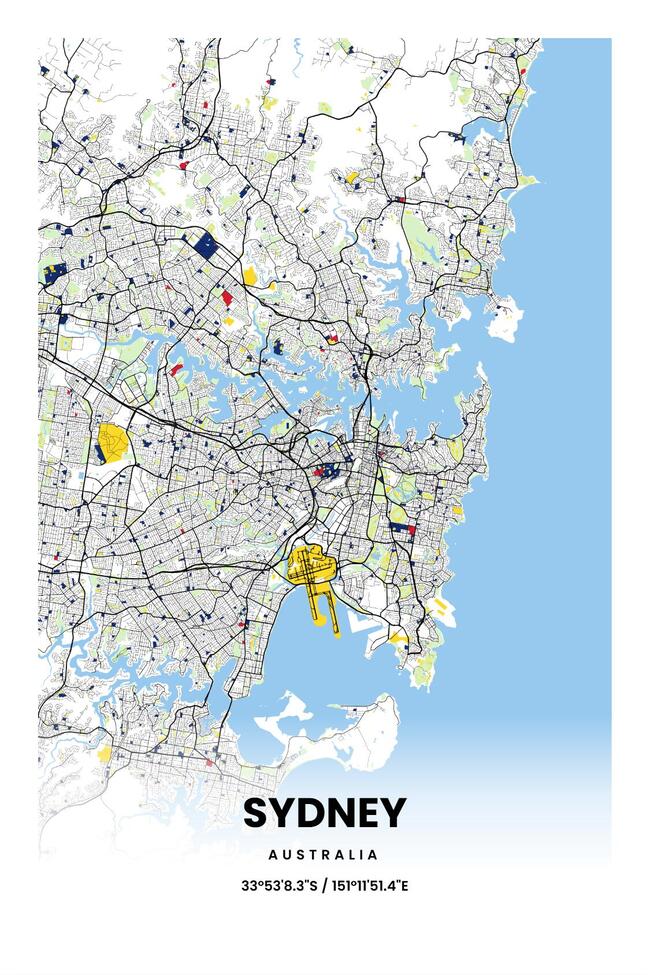 Australia澳大利亚Sydney/悉尼地图底图电子版素材
