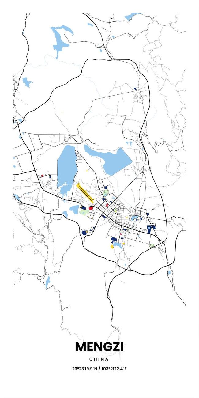 中国蒙自市地图底图电子版素材