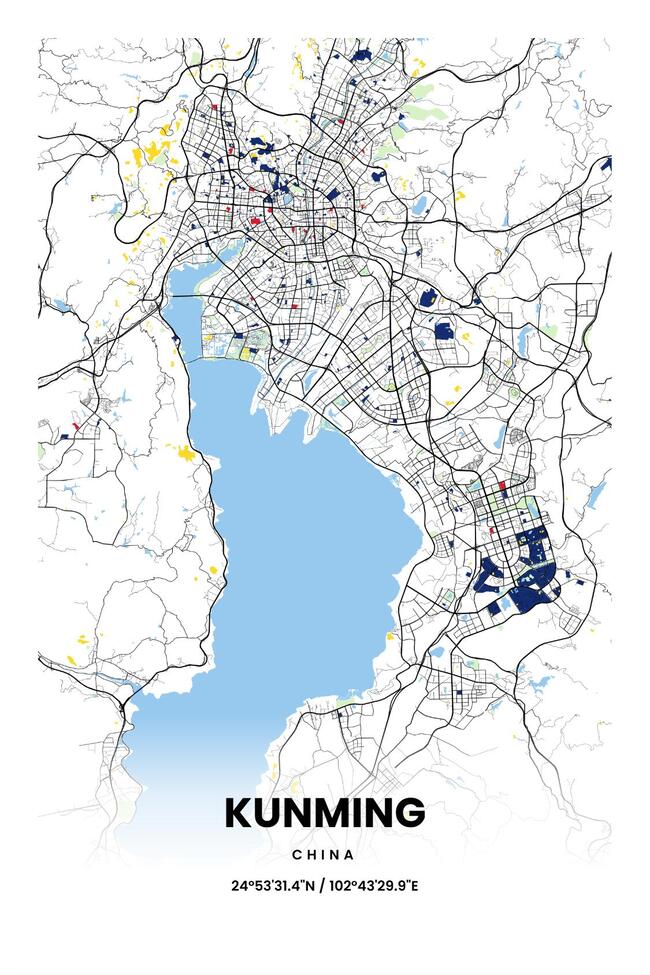 中国昆明市地图底图电子版素材