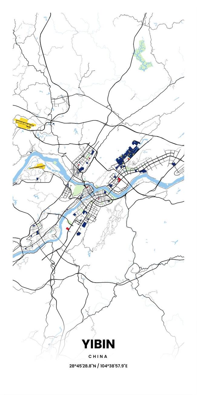 中国宜宾市地图底图电子版素材