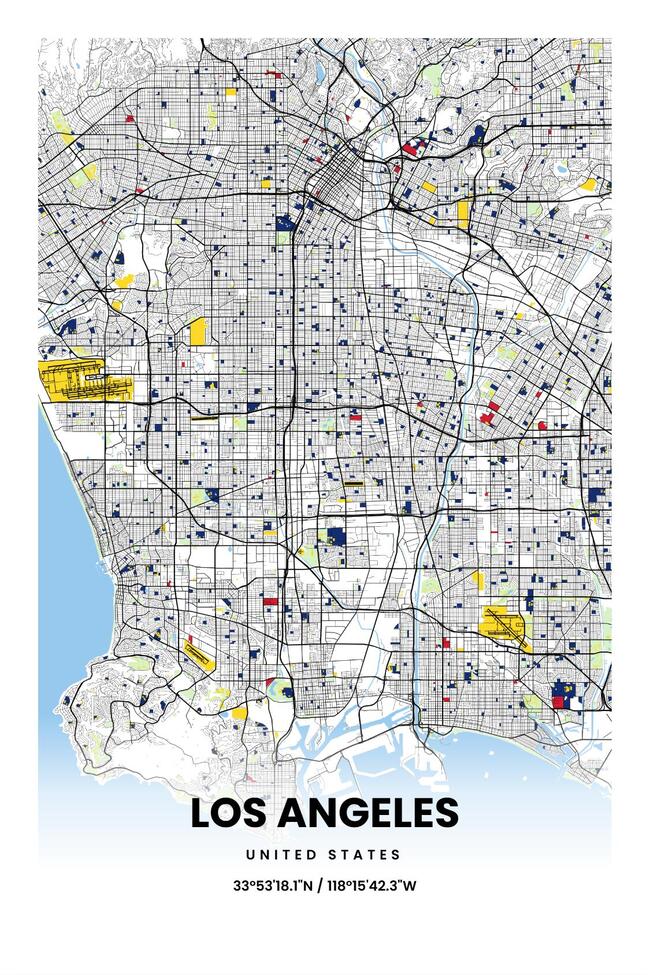 United States/美国Los Angeles/洛杉矶地图底图电子版素材