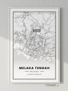 Malaysia/马来西亚Melaka Tengah/马六甲地图装饰画电子版素材