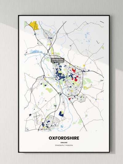 Oxfordshire/牛津郡地图装饰画