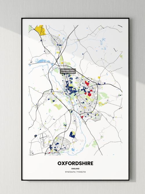 Oxfordshire/牛津郡地图装饰画