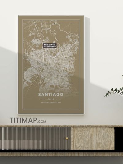 Santiago/圣地亚哥地图装饰画