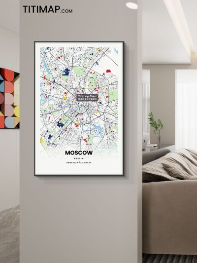 Moscow/莫斯科地图装饰画