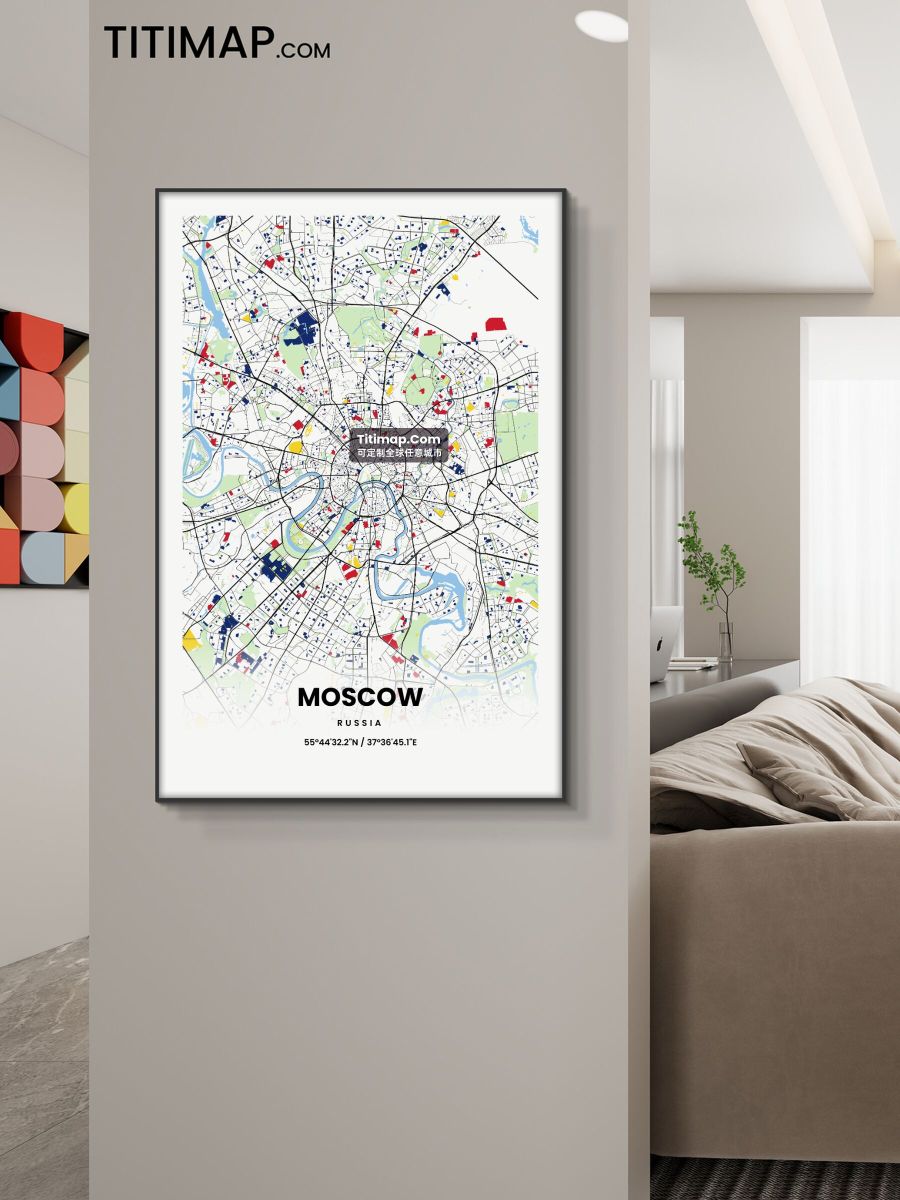 Moscow/莫斯科装饰画地图电子版素材