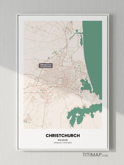 Christchurch/基督城地图装饰画