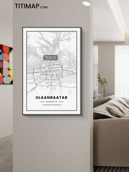 Ulaanbaatar/乌兰巴托地图装饰画