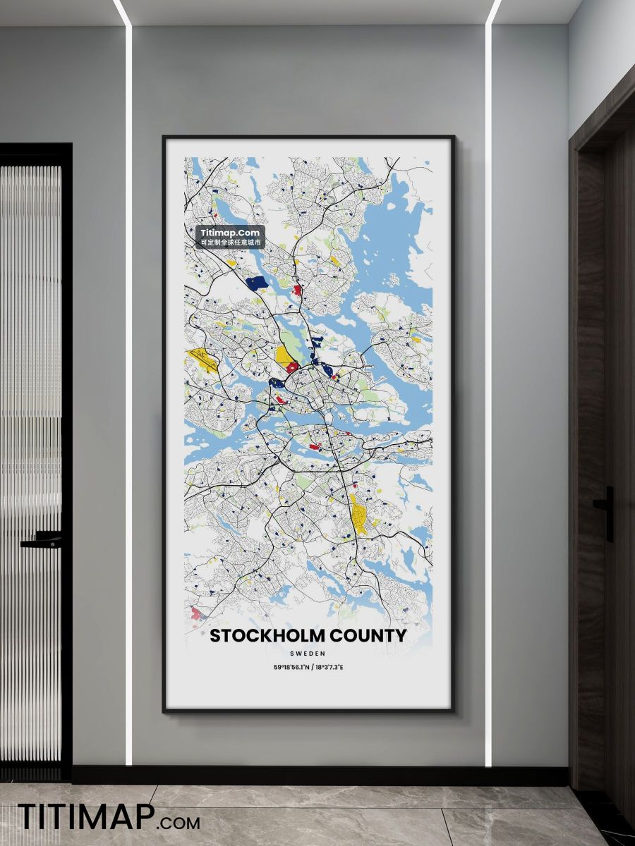 Stockholm County/斯德哥尔摩装饰画地图电子版素材