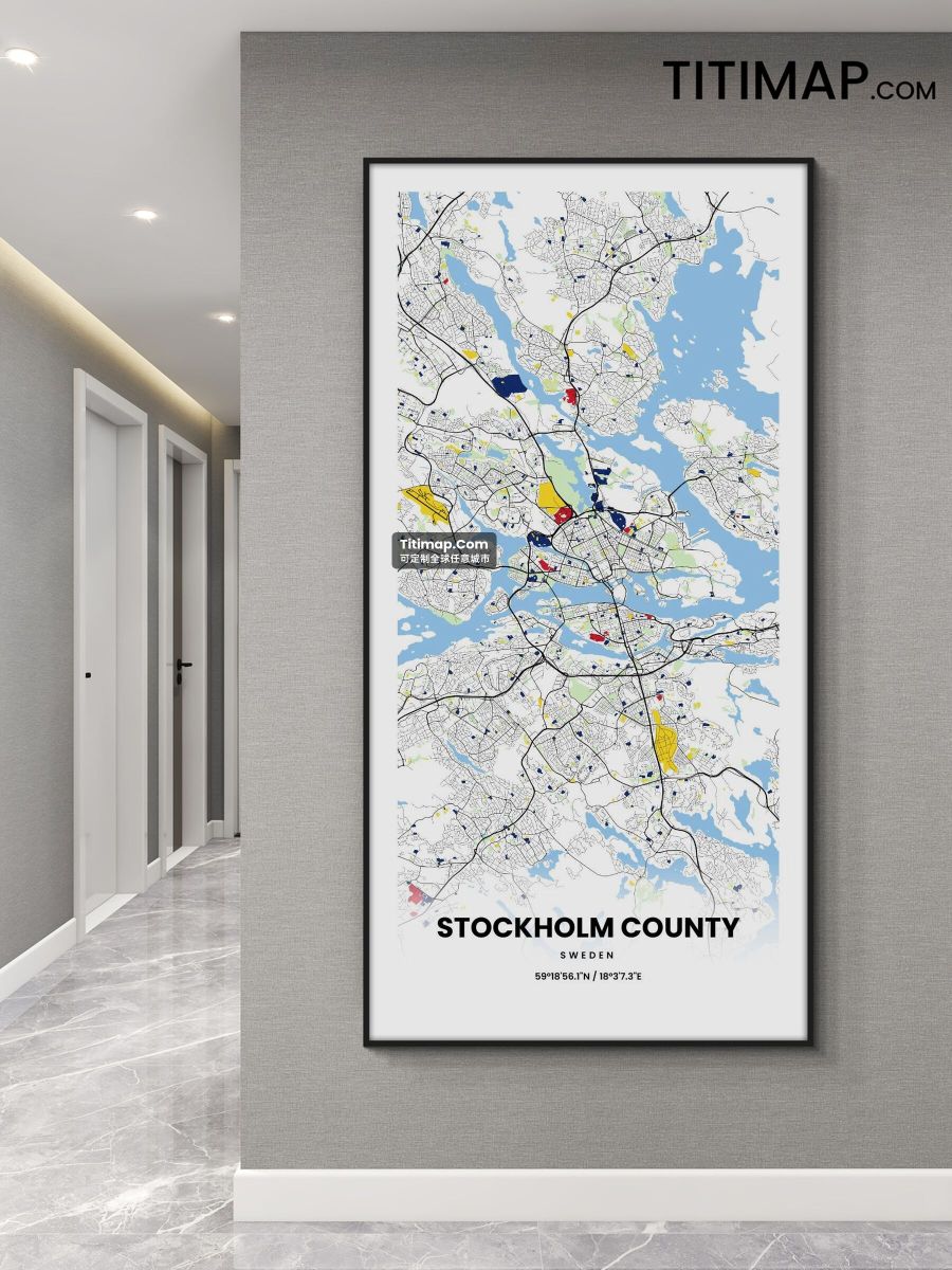 Stockholm County/斯德哥尔摩装饰画地图电子版素材