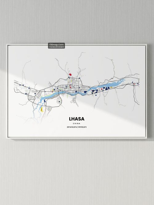 拉萨市地图装饰画