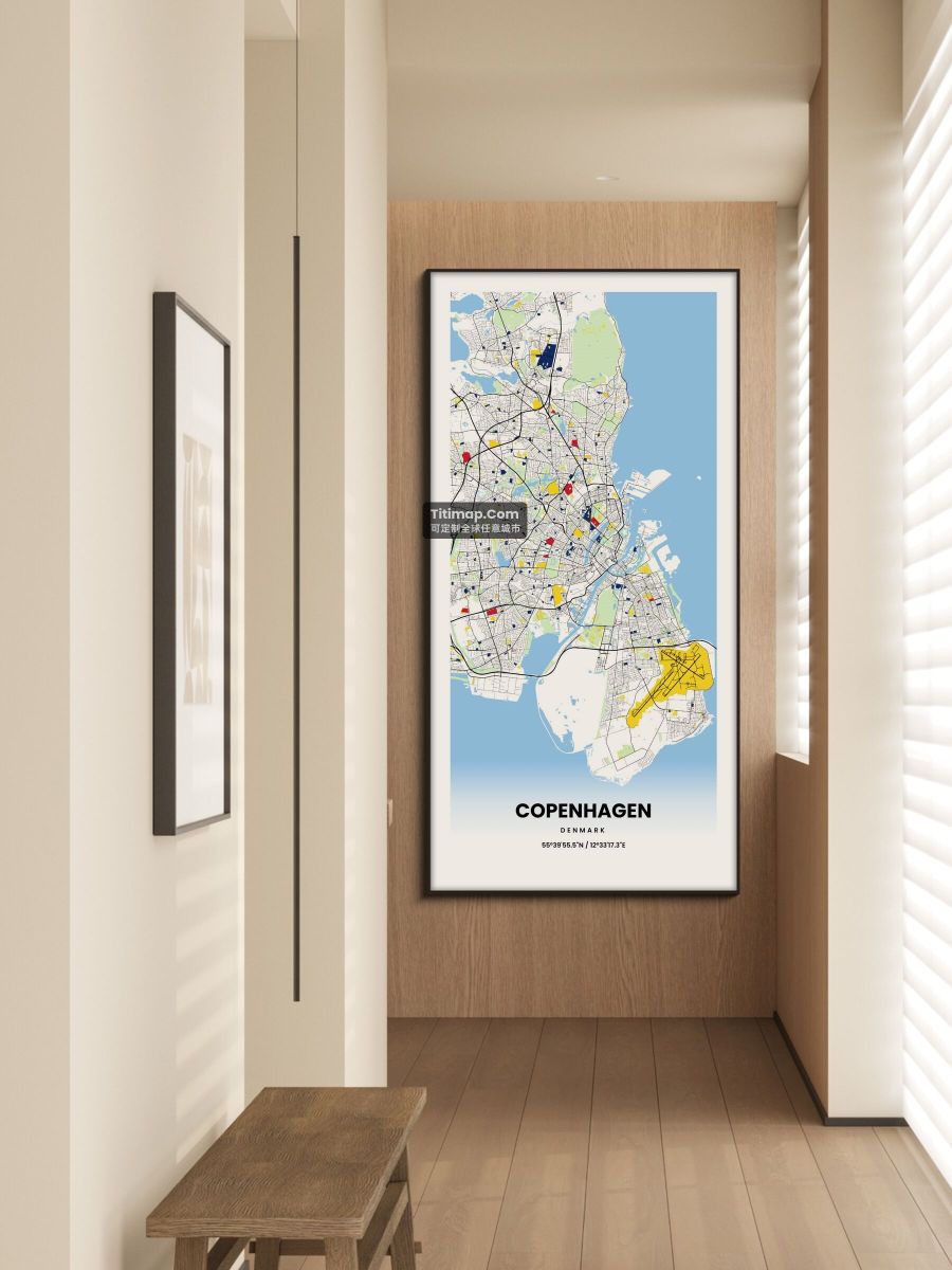Copenhagen/哥本哈根装饰画地图电子版素材