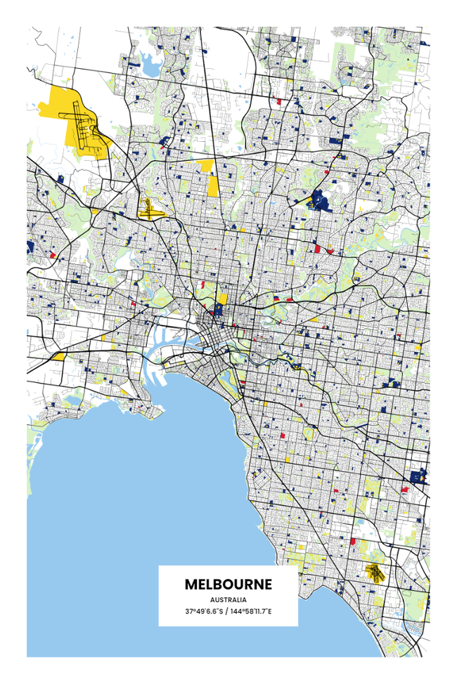 Australia/澳大利亚Melbourne/墨尔本地图底图电子版素材