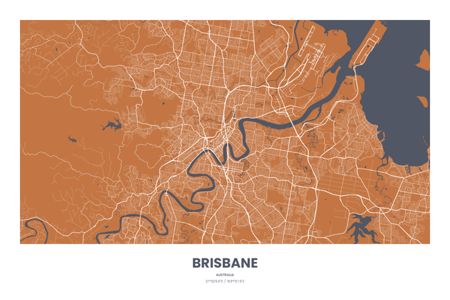 Australia/澳大利亚Brisbane/布里斯班地图底图电子版素材