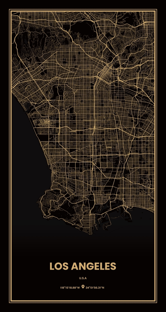 United States/美国Los Angeles/洛杉矶地图底图电子版素材
