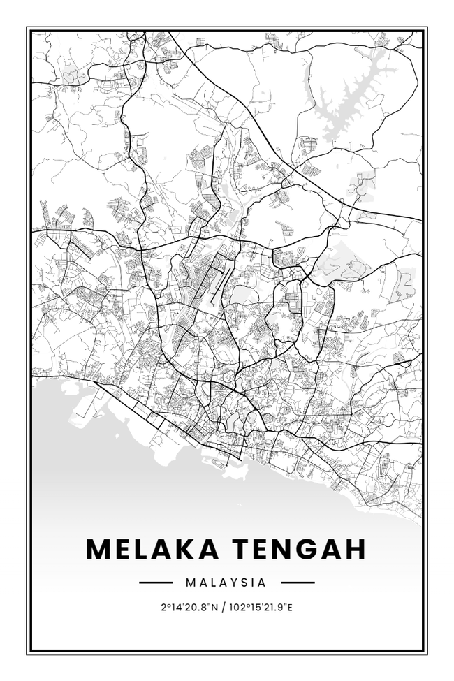 Malaysia/马来西亚Melaka Tengah/马六甲地图底图电子版素材