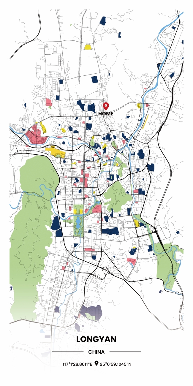 中国龙岩市地图底图电子版素材