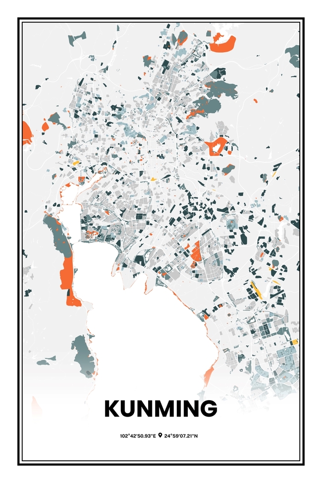 中国昆明市地图底图电子版素材