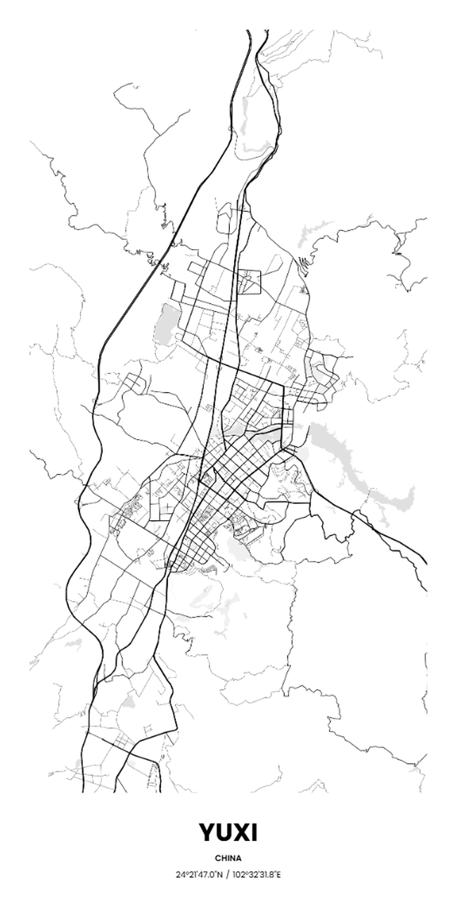 中国玉溪市地图底图电子版素材