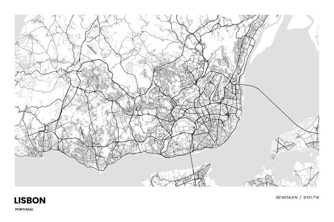 葡萄牙/The Portuguese Republic里斯本/Lisbon地图底图电子版素材