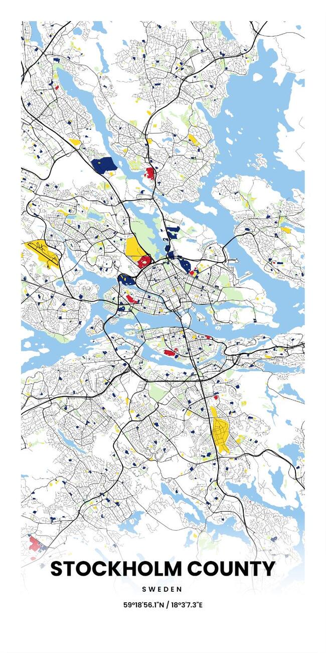 Sweden/瑞典Stockholm County/斯德哥尔摩地图底图电子版素材