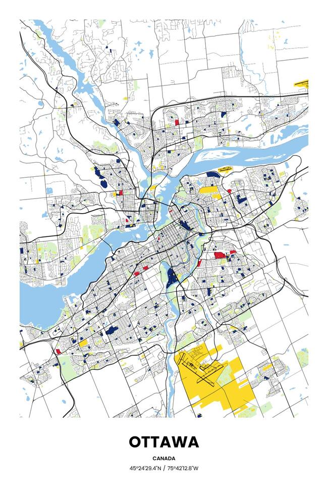 Canada/加拿大Ottawa/渥太华地图底图电子版素材