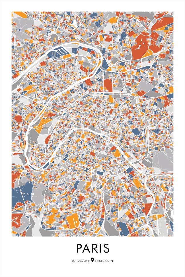 France/法国Paris/巴黎地图底图电子版素材