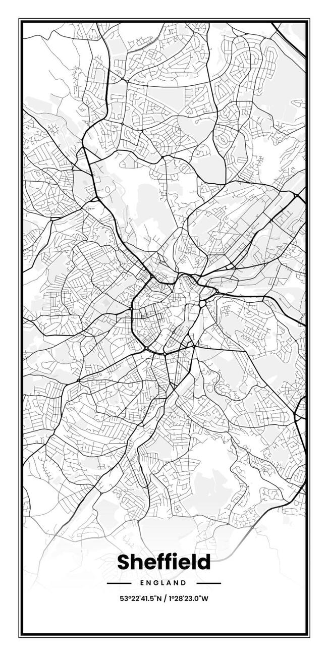 England/英格兰谢菲尔德 (Sheffield)地图底图电子版素材