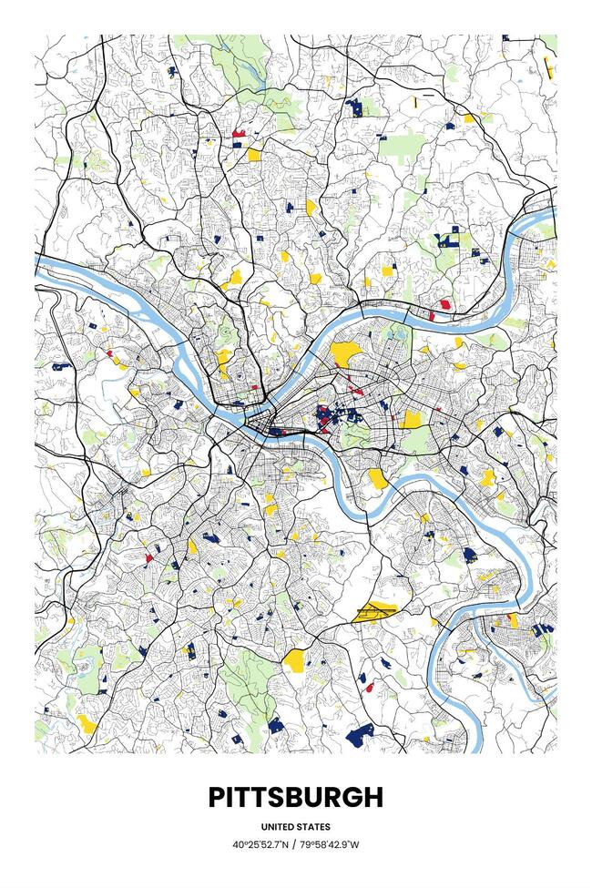 United States/美国Pittsburgh/匹兹堡地图底图电子版素材