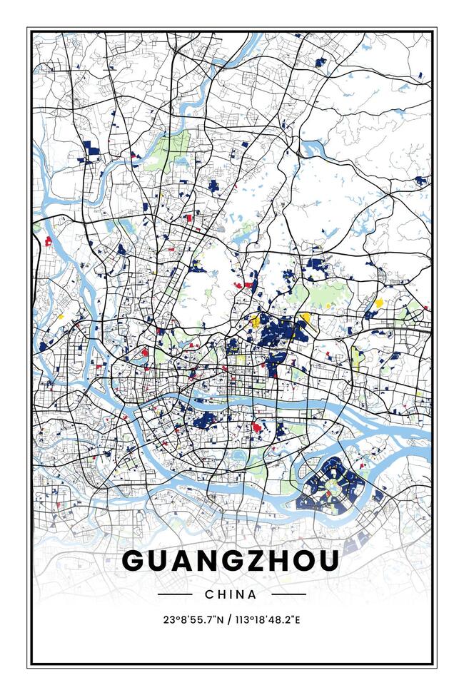 中国广州市地图底图电子版素材