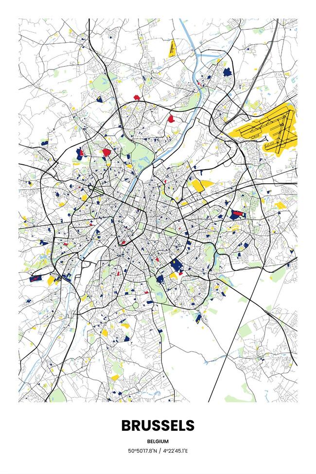 Belgium/比利时Brussels/布鲁塞尔地图底图电子版素材