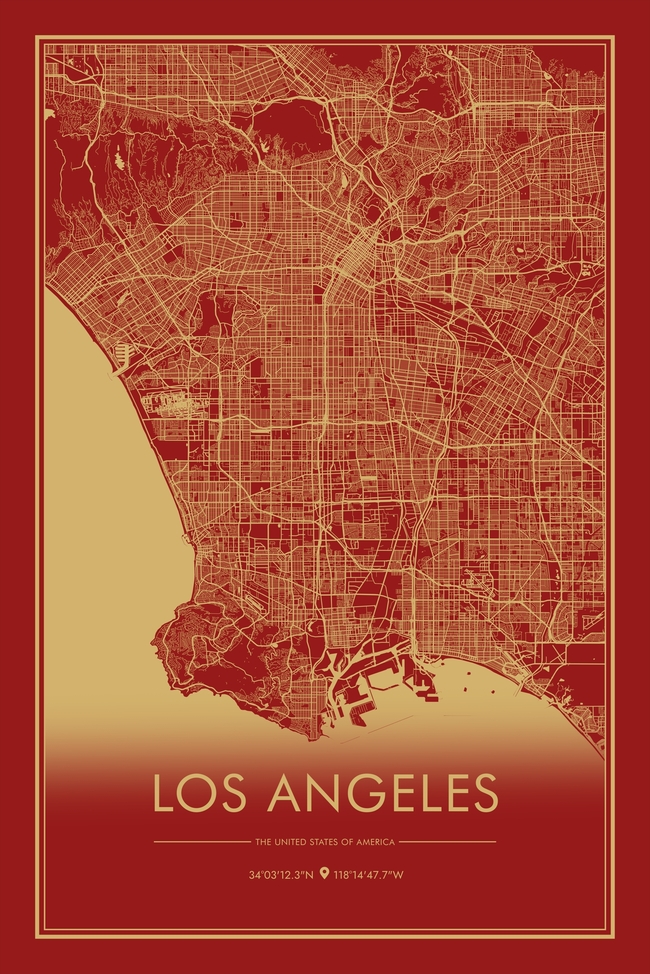 United States洛杉矶 (Los Angeles)地图底图电子版素材