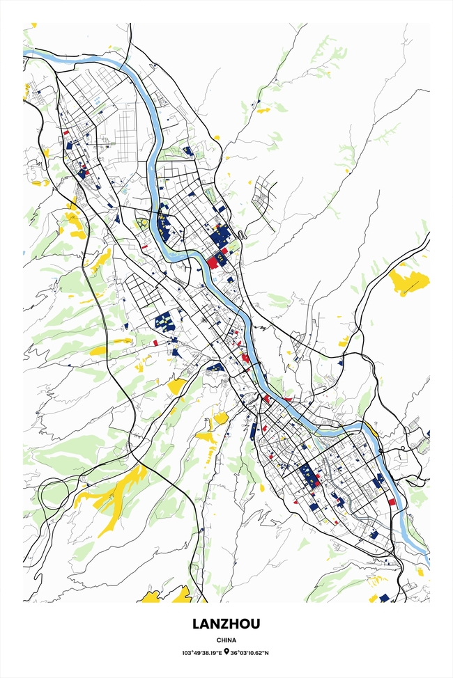 中国兰州市地图底图电子版素材