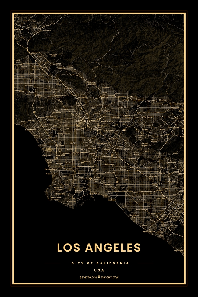 United States/美国洛杉矶 (Los Angeles) 地图底图电子版素材