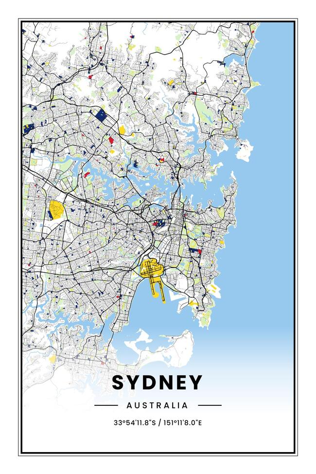 Australia/澳大利亚Sydney/悉尼地图底图电子版素材
