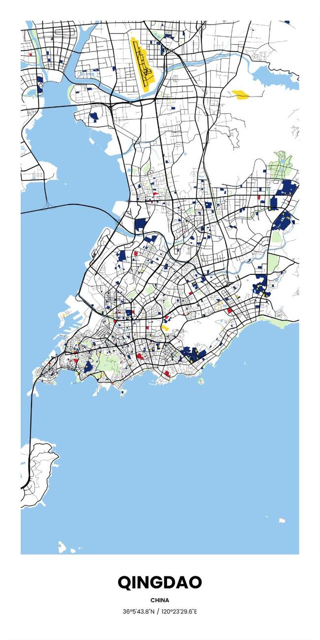 中国青岛市地图底图电子版素材