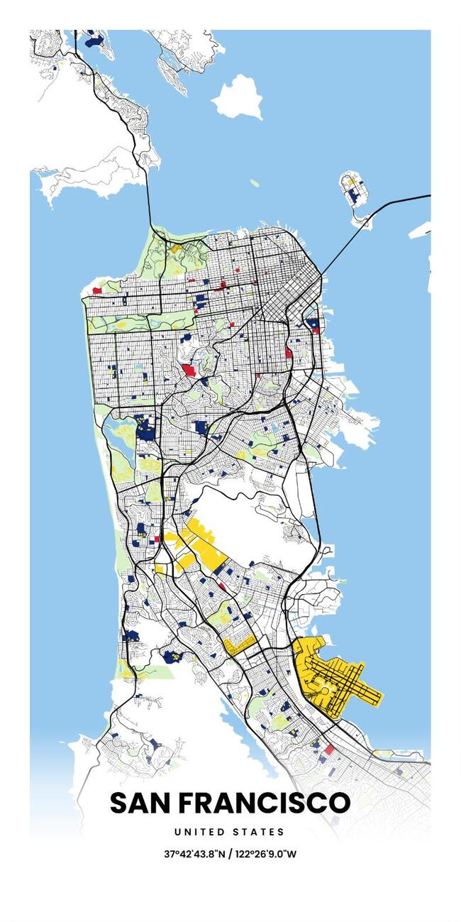 United States/美国San Francisco/旧金山地图底图电子版素材